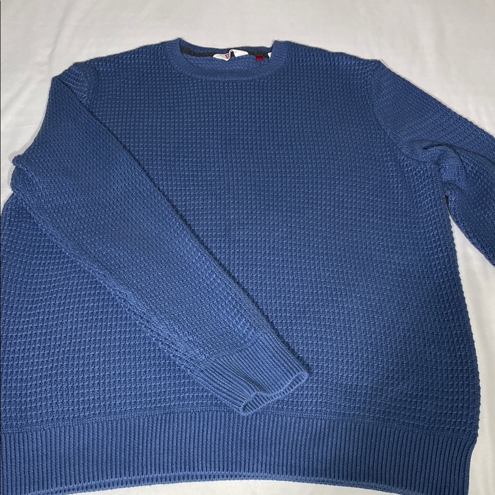 Hudson North Waffle Knit Blue Crewneck Sweater
